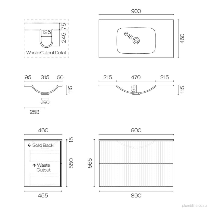 Lima Spio 900 2 Drawer Vanity
