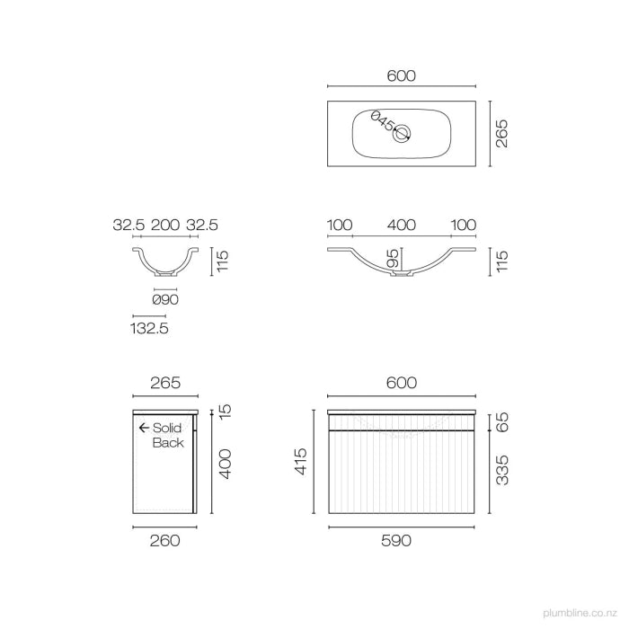 Lima Spio Slim 600 1 Door Vanity