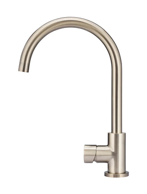 Meir Round Gooseneck Kitchen Mixer Tap With Pinless Handle | Champagne