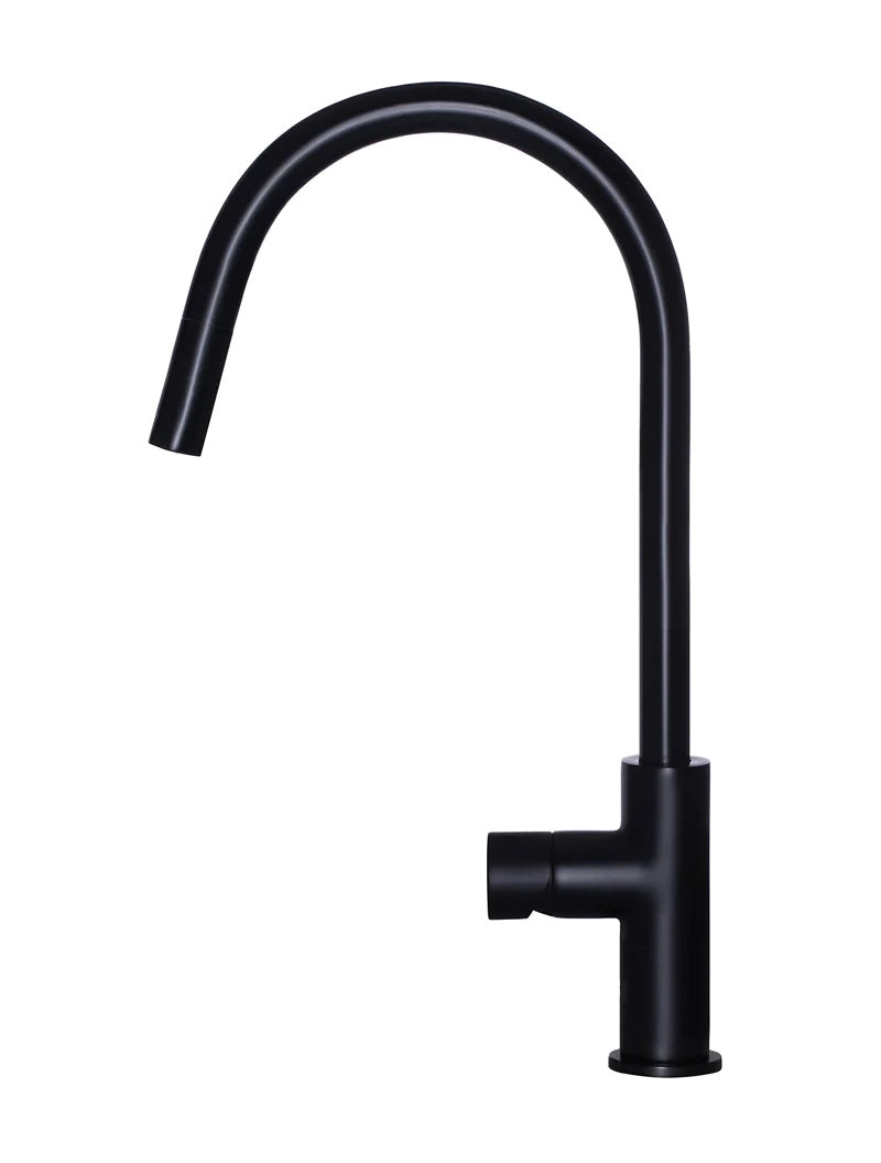 Meir Round Pinless Piccola Pull Out Kitchen Mixer Tap | Matte Black