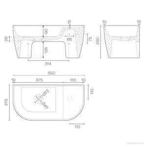 Oasis 550 Wall Basin