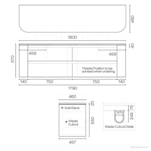 Stanza Curve Opaco 1800 4 Drawer Vanity