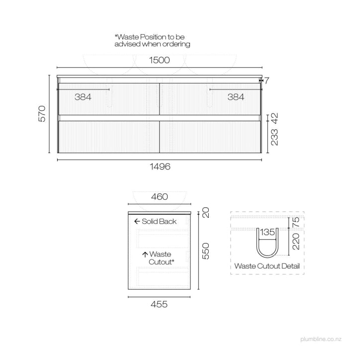 Strata Legno 1500 4 Drawer Vanity