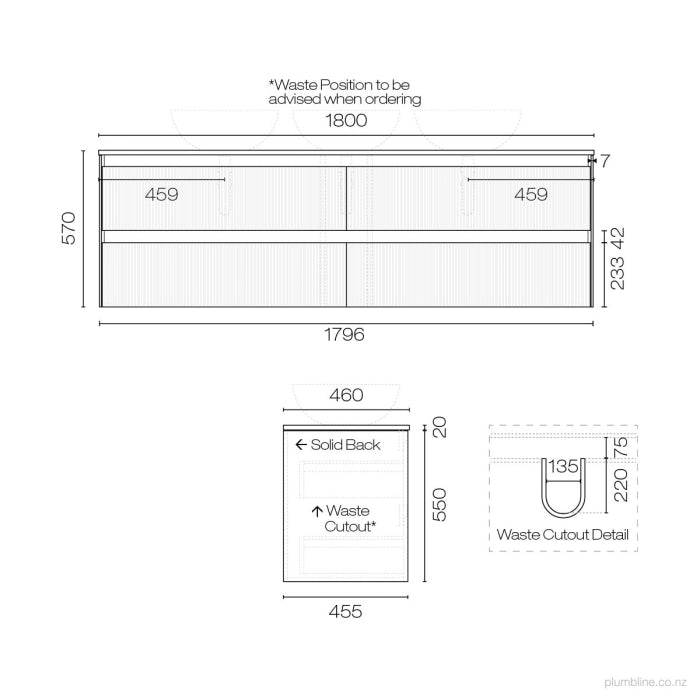 Strata Legno 1800 4 Drawer Vanity