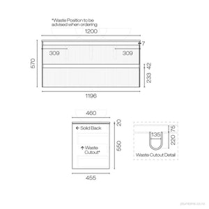 Strata Opaco 1200 2 Drawer Vanity