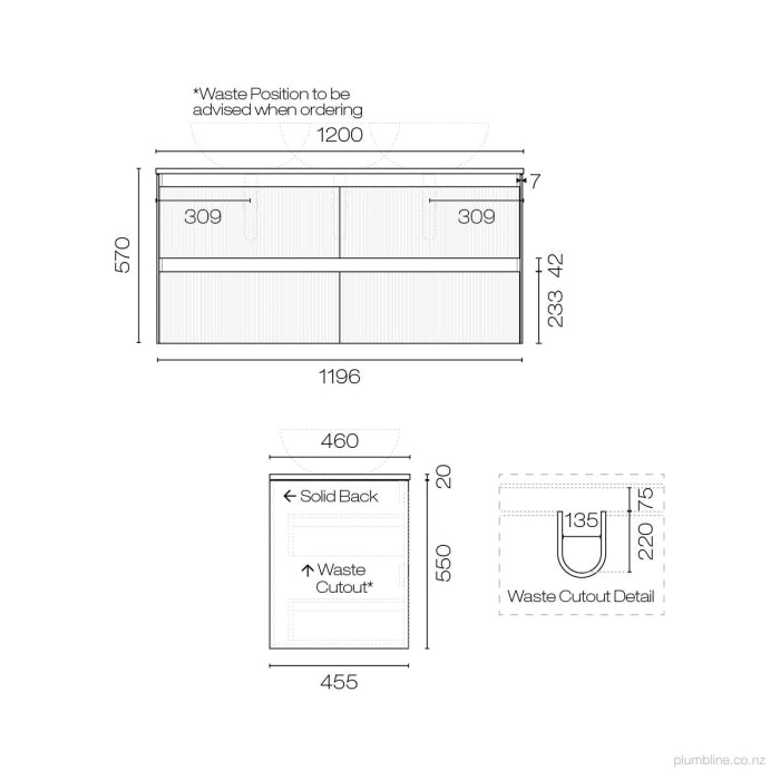 Strata Opaco 1200 4 Drawer Vanity