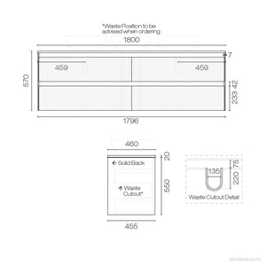 Strata Opaco 1800 4 Drawer Vanity