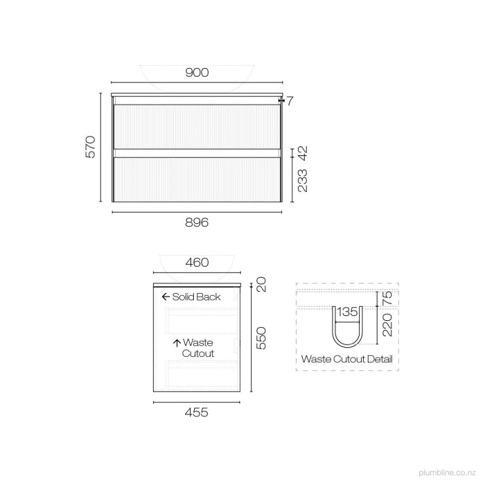 Strata Opaco 900 2 Drawer Vanity