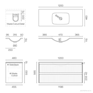 Strata Spio 1200 2 Drawer Vanity