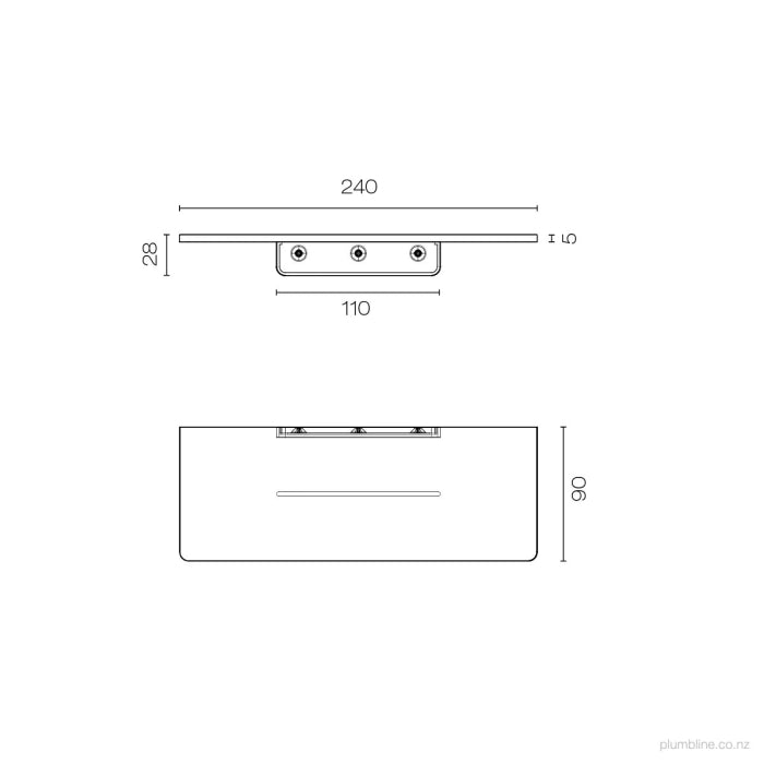 Universal 240mm Shower Shelf with Slot