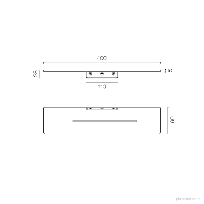 Universal 400mm Shower Shelf with Slot