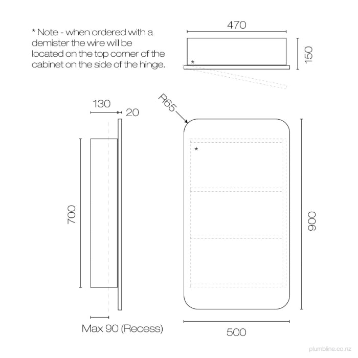 Vista 500 Rectangle Mirror Cabinet