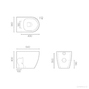 Zen II | Rimless Floor Mount Toilet With Slim Seat Matt White