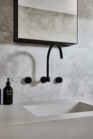 Meir Bathroom tapware Meir Circular Wall Taps | Matte Black