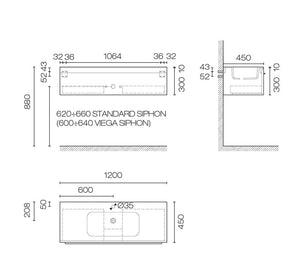 Falper Vanities Falper 7.0 1200 1 Drawer Vanity | Matte White