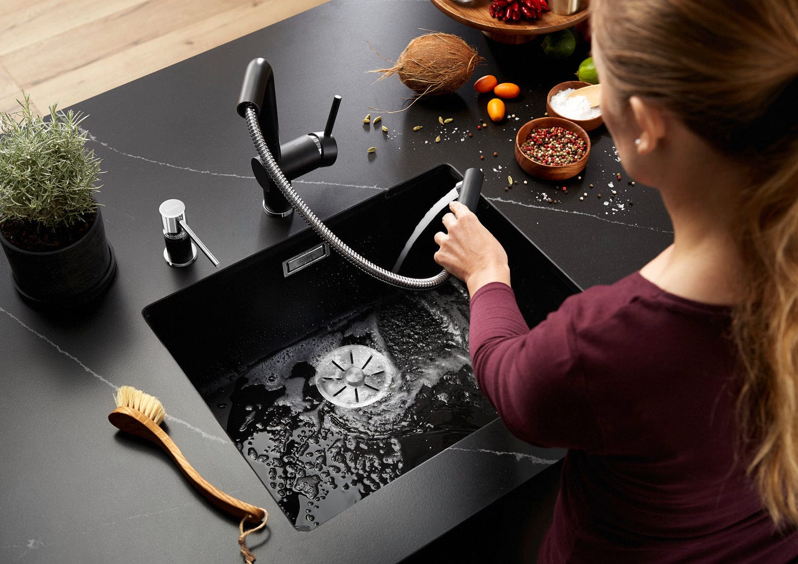 Blanco Kitchen Sinks - Granite Blanco Silgranit Subline 500-U Single Sink | Black
