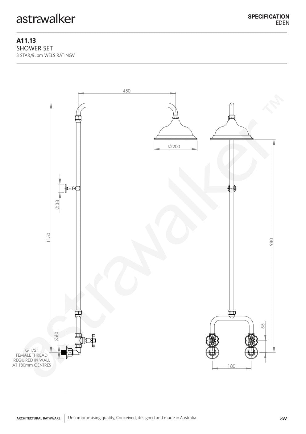 Astra Walker Showers Astra Walker Eden Shower Set | Blue & Red Handle