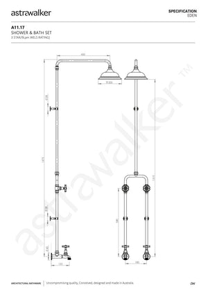 Astra Walker Showers Astra Walker Eden Bath & Shower Set | Brass Handle