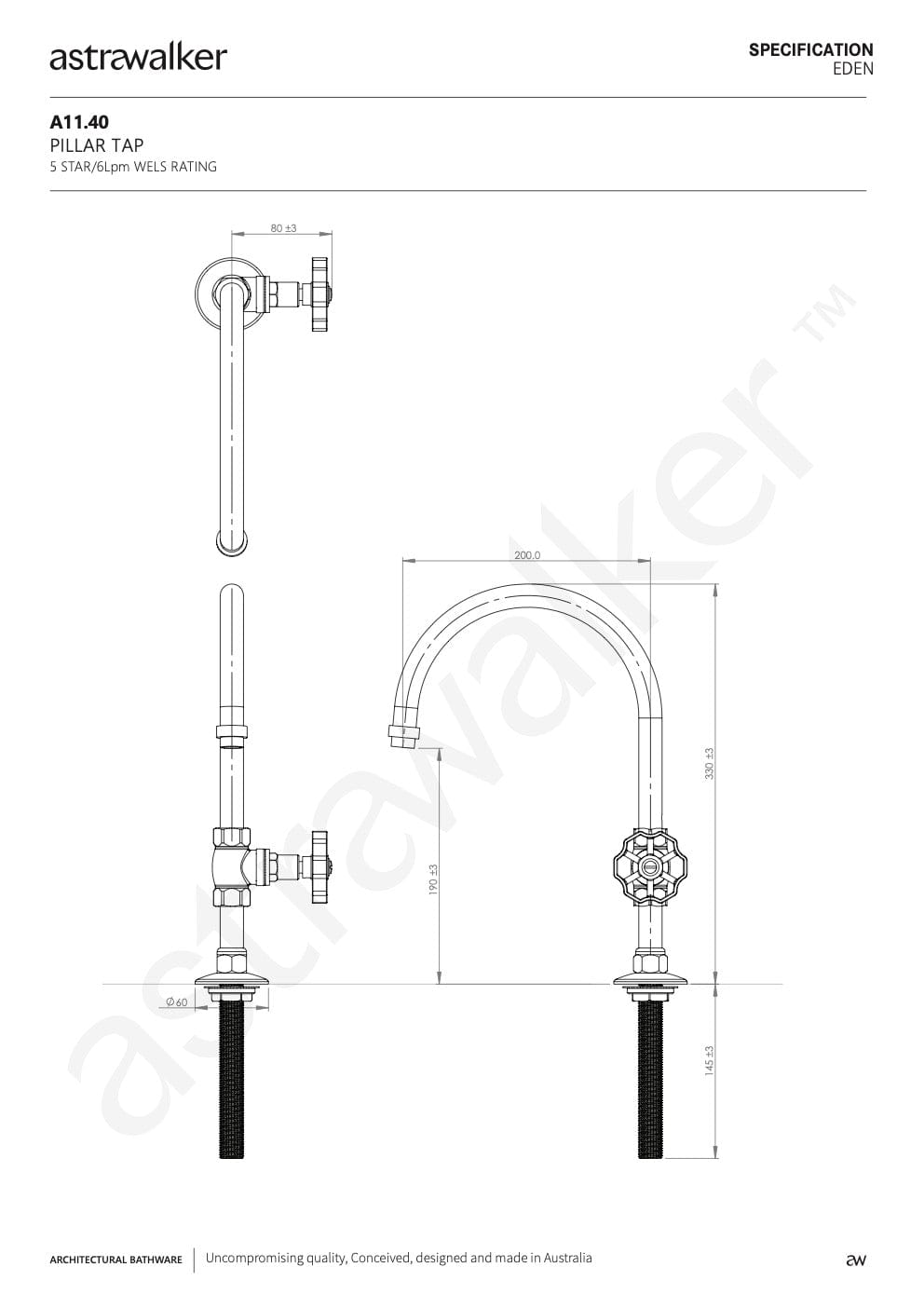 Astra Walker Basin Taps Astra Walker Eden Pillar Tap | Blue Handle