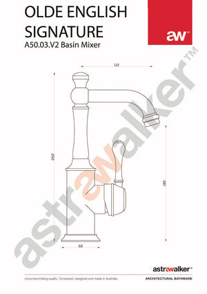 Astra Walker Basin Taps Astra Walker Signature Stanmore Basin Mixer