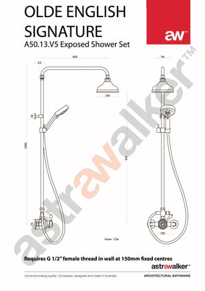 Astra Walker Showers Astra Walker Signature Exposed Shower Set with Mixer, Diverter & Multi-Function Hand Shower