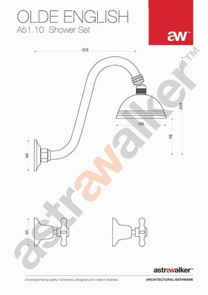 Astra Walker Showers Astra Walker Olde English Shower Set with 100mm Rose