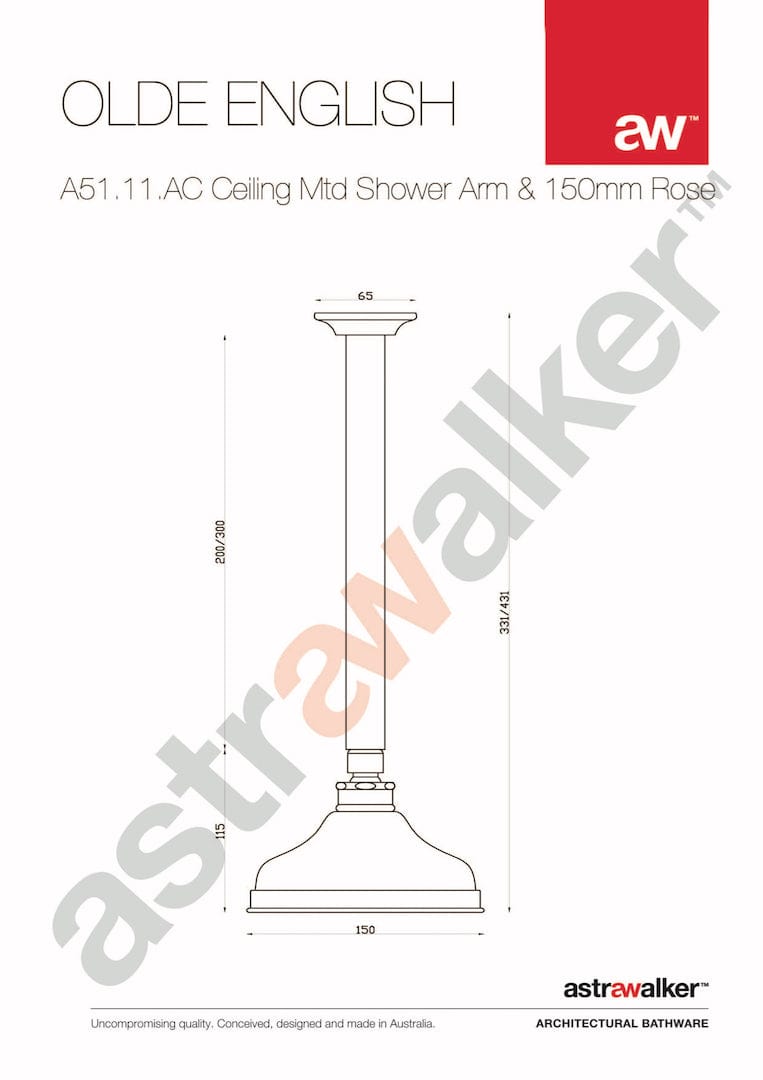 Astra Walker Showers Astra Walker Olde English Ceiling Mounted Shower with 150mm Rose