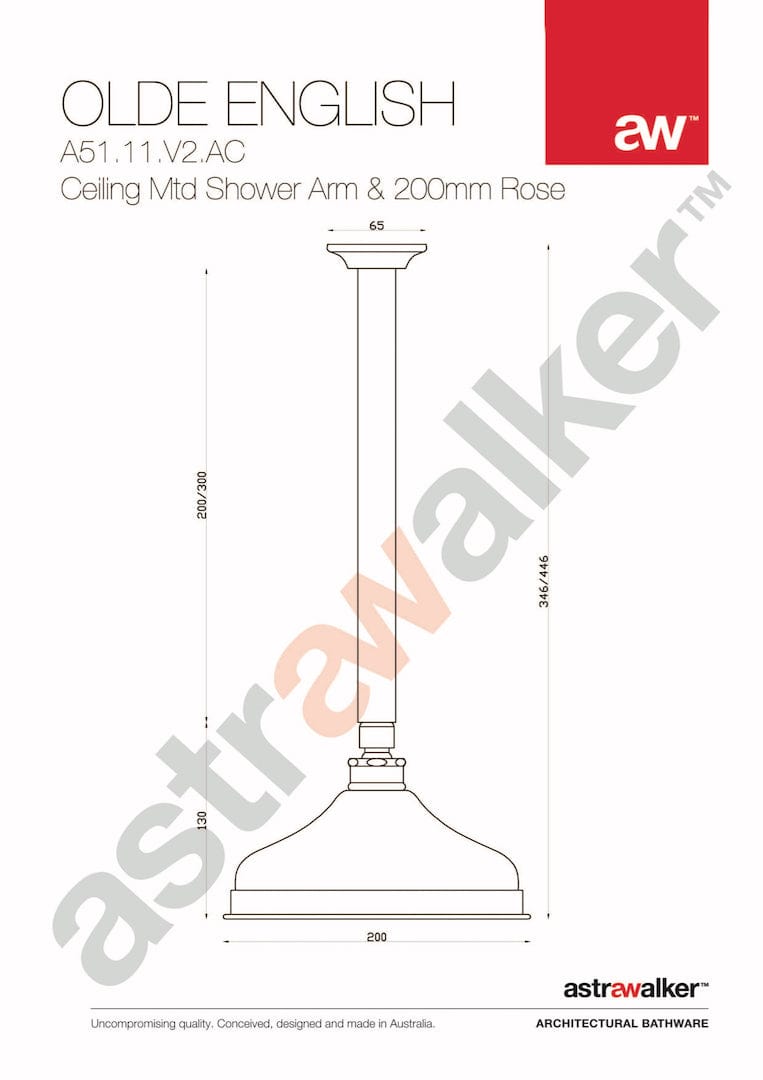 Astra Walker Showers Astra Walker Olde English Ceiling Mounted Shower with 200mm Rose
