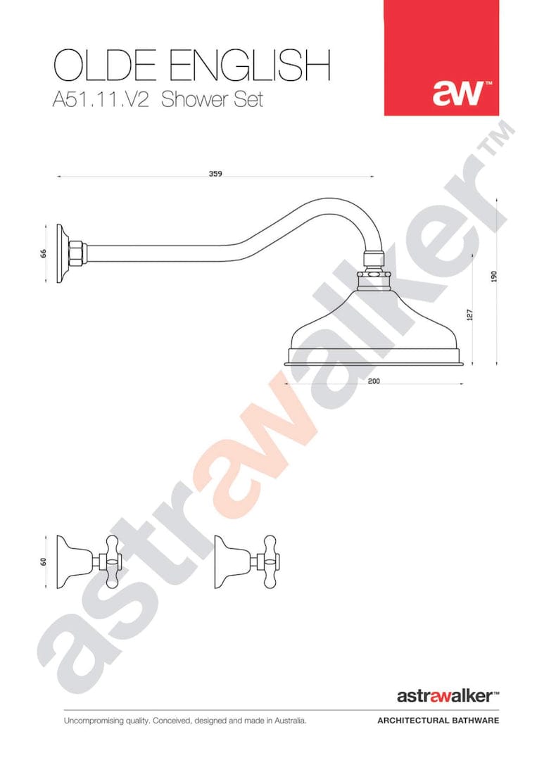 Astra Walker Showers Astra Walker Olde English Shower Set with 200mm Rose