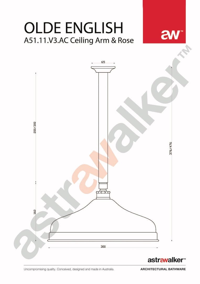 Astra Walker Showers Astra Walker Olde English Ceiling Mounted Shower with 300mm Rose