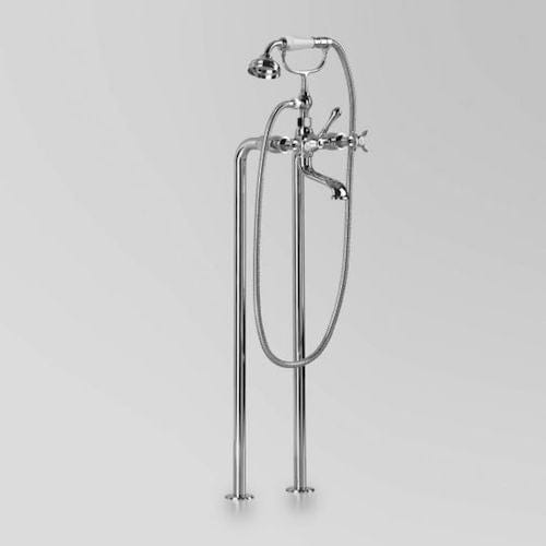 Astra Walker Bath Taps Astra Walker Olde English Floor Mounted Bath Mixer with Single Function Hand Shower