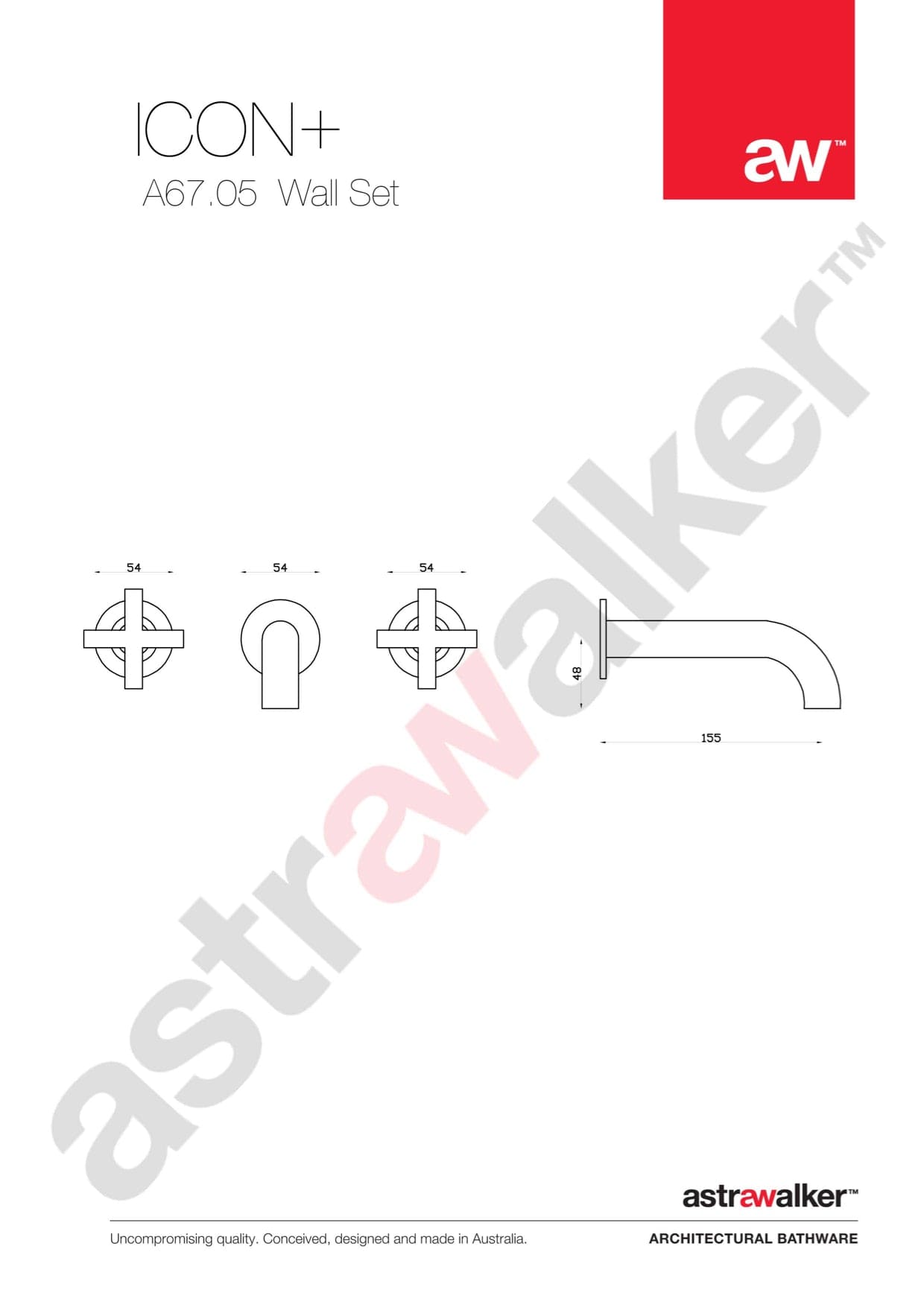 Astra Walker Basin Taps Astra Walker Icon + Wall Set with 155mm Spout