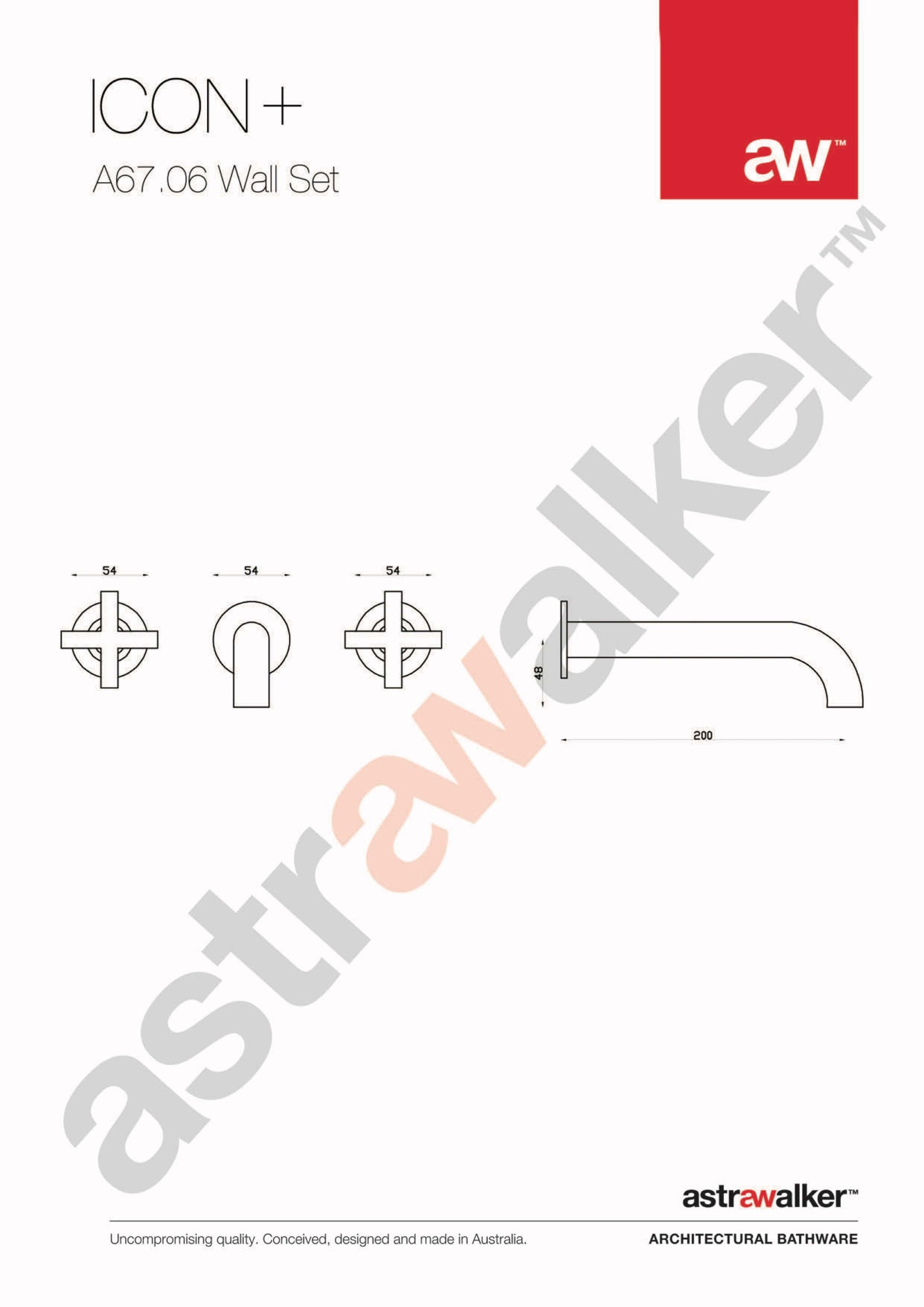 Astra Walker Basin Taps Astra Walker Icon + Wall Set with 200mm Spout