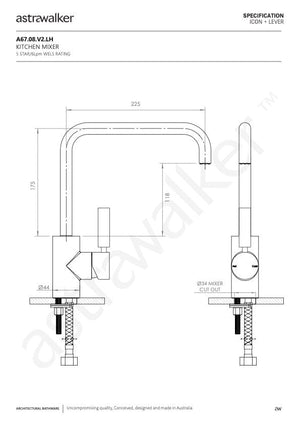 Astra Walker Kitchen Tap Astra Walker Icon + Lever Traditional Sink Mixer