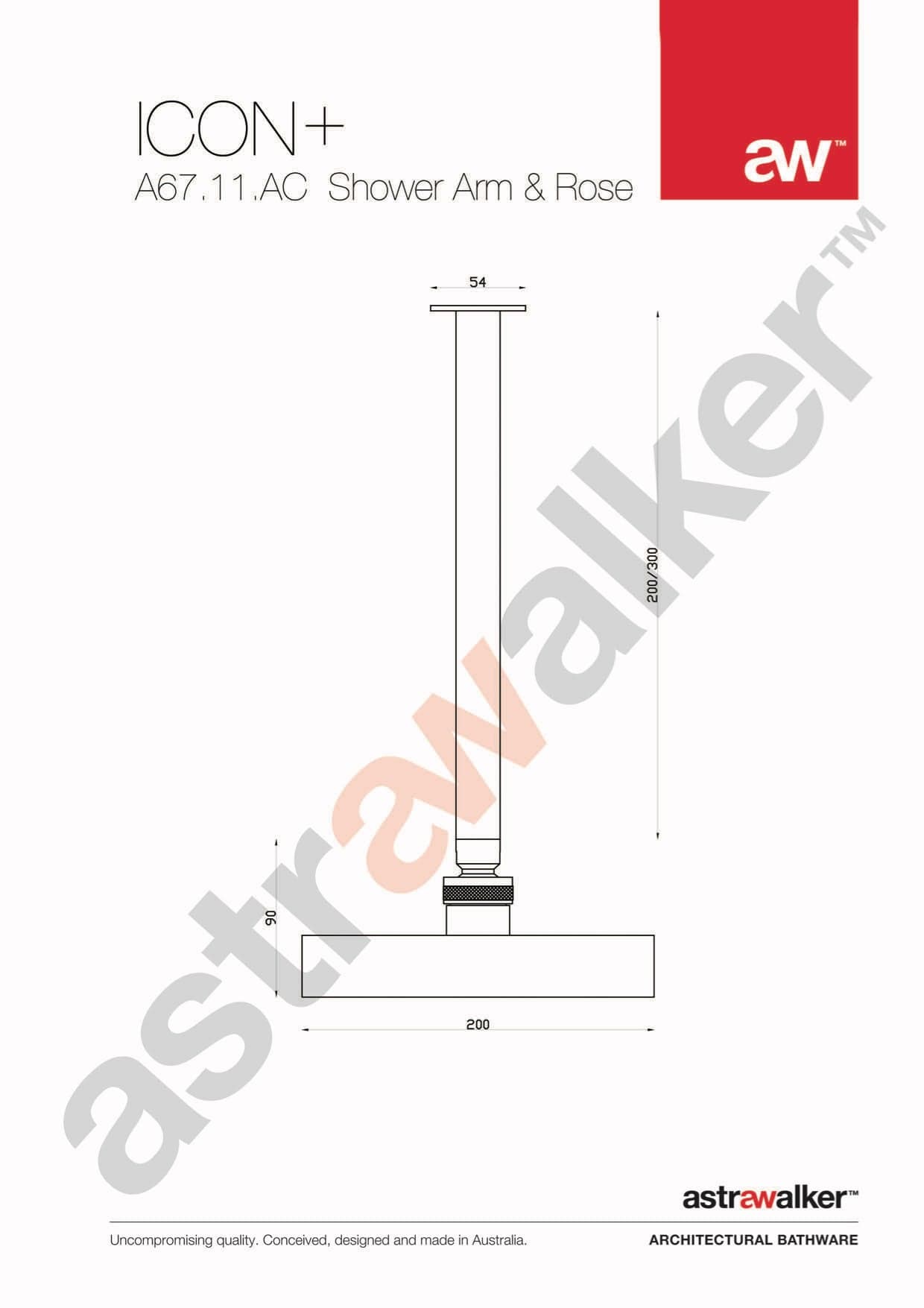 Astra Walker shower Astra Walker Icon + Ceiling Mounted Shower with 200mm Rose