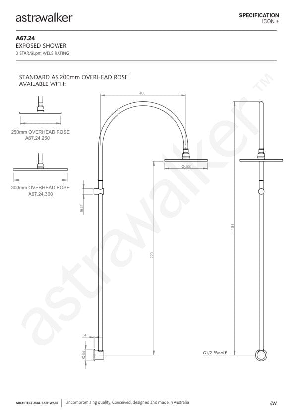 Astra Walker Showers Astra Walker Icon + Exposed Shower with 200mm Rose