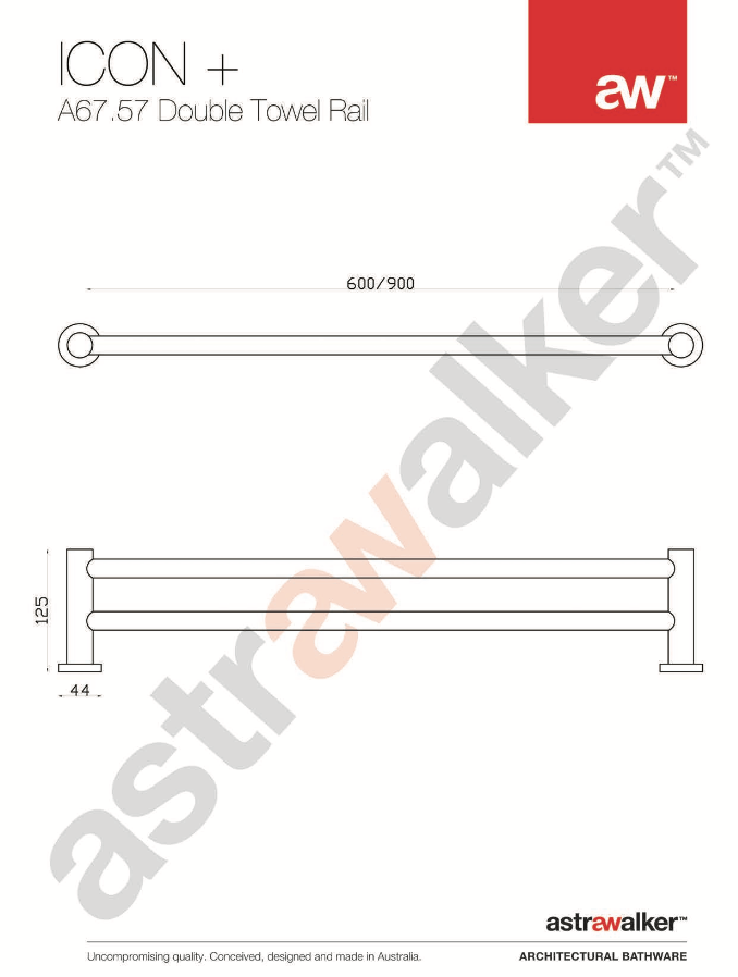 Astra Walker Bathroom Accessories Astra Walker Icon + Double Towel Rail 900mm