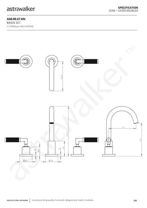 Astra Walker Basin Taps Astra Walker Knurled Icon + Lever Gooseneck Basin Set with 117mm Spout