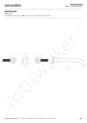 Astra Walker Basin Taps Astra Walker Knurled Icon + Lever Wall Set with 250mm Spout
