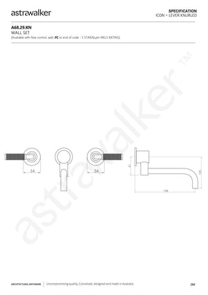 The Kitchen Hub Basin Taps Astra Walker Knurled Icon + Lever Wall Set with 200mm Underslung Swivel Spout
