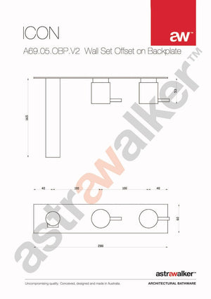 Astra Walker Basin Taps Astra Walker Icon Wall Set on Backplate Offset with 165mm Straight Spout