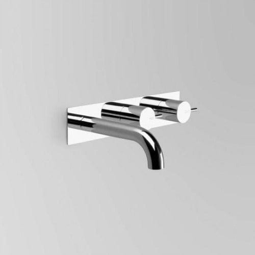 Astra Walker Basin Taps Astra Walker Icon Wall Set on Backplate Offset with 155mm Curved Spout