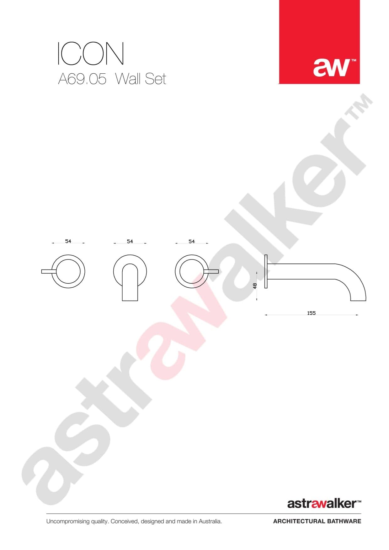 Astra Walker Basin Taps Astra Walker Icon Wall Set with 155mm Curved Spout