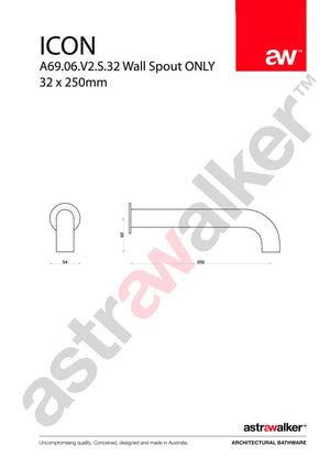 Astra Walker Spouts Astra Walker Icon Wall Spout 250 x 32mm