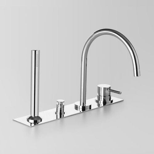 Astra Walker Bath Taps Astra Walker Icon Hob Set with Single Function Hand Shower, Diverter & Mixer on Backplate