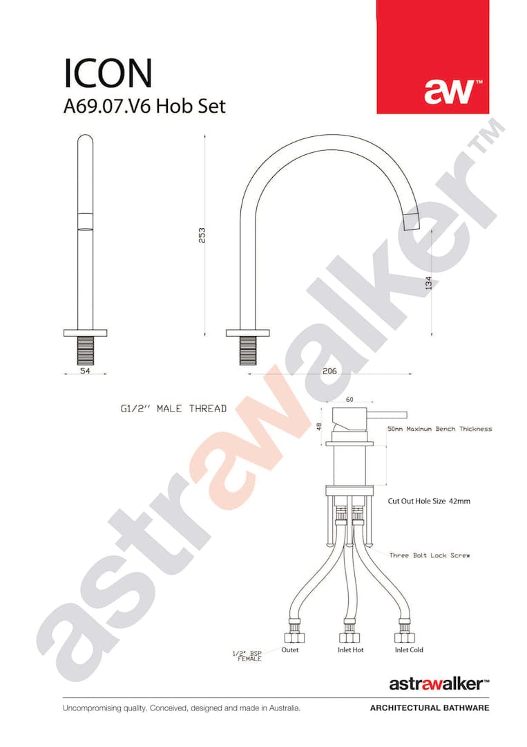 Astra Walker Bath Taps Astra Walker Icon Gooseneck Hob Mixer Set