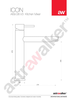 Astra Walker Kitchen Taps Astra Walker Icon Tall Sink Mixer with Swivel Base