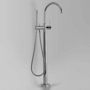 Astra Walker Freestanding Bath Fillers Astra Walker Icon Gooseneck Floor Mounted Bath Mixer with Single Function Hand Shower