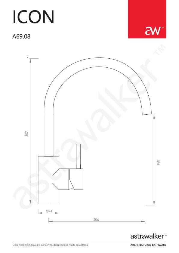 Astra Walker Kitchen Tap Astra Walker Icon Gooseneck Sink Mixer | 316 Stainless Steel