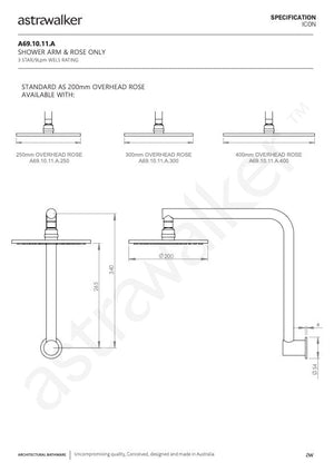 Astra Walker Showers Astra Walker Icon Wall Mounted Shower with 200mm Rose